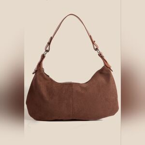 Brown Middle Stitch Zipper Handbag